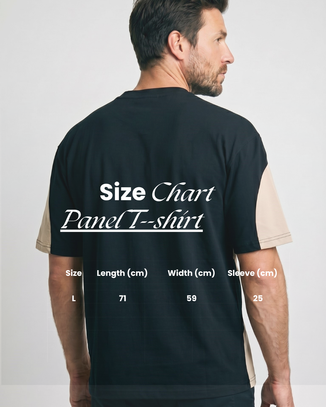 plain panel t-shirt (black - beige)