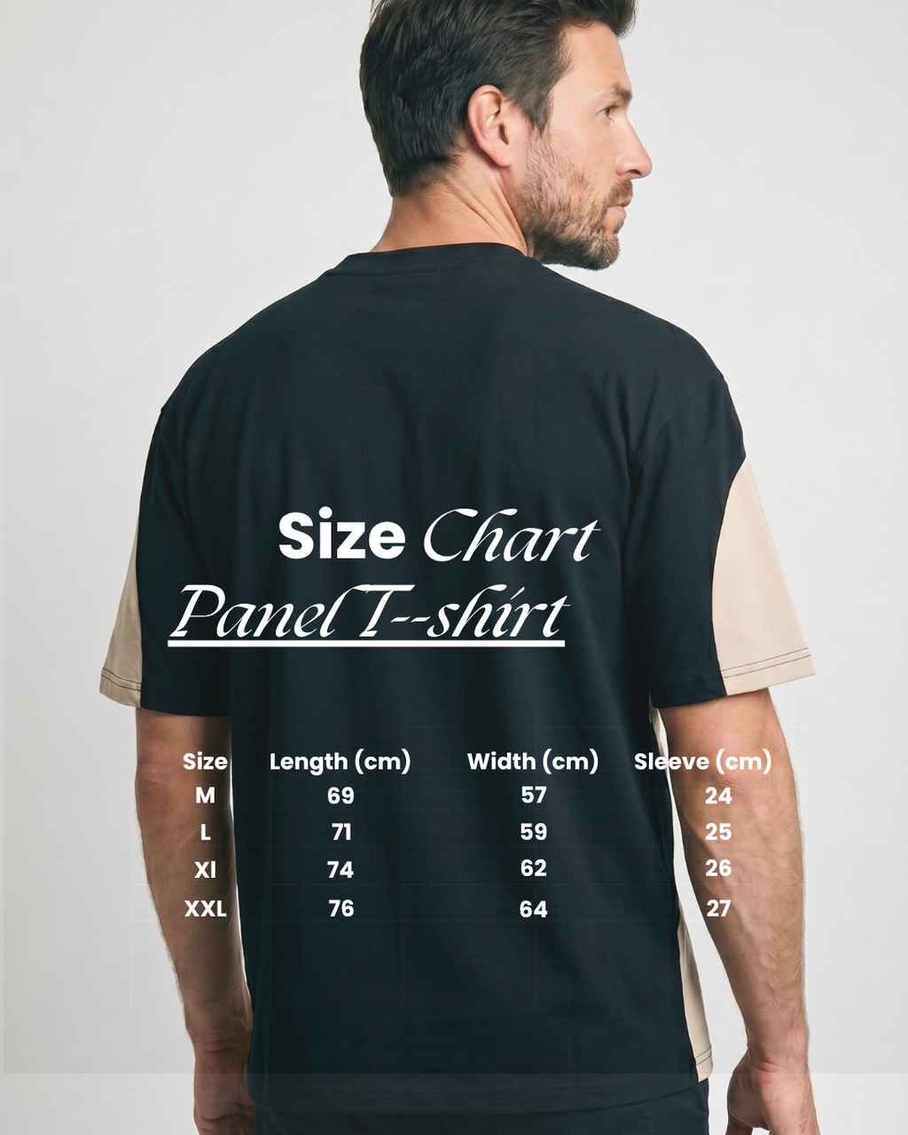 panel t-shirt with embroidery (black - beige)