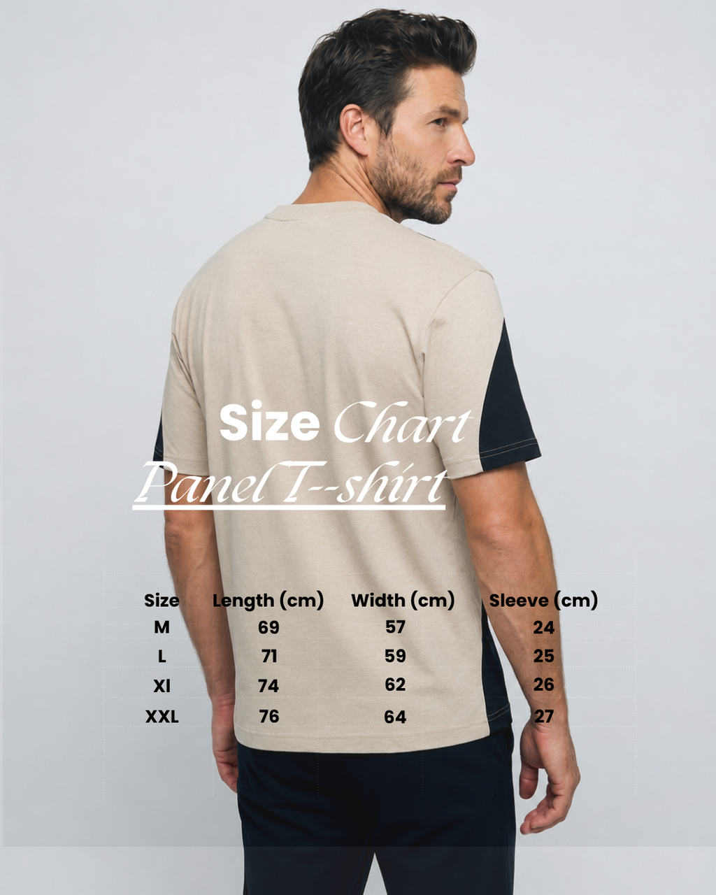 panel t-shirt with embroidery (beige - black)